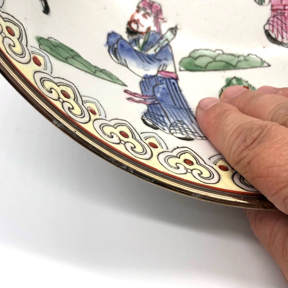 Antique Chinese Hand Painted Rose Bowl - Picture 12 of 14